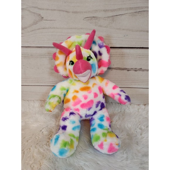 Build-A-Bear workshop Dinosaur 17” Neon Hearts Plush - Picture 1 of 6